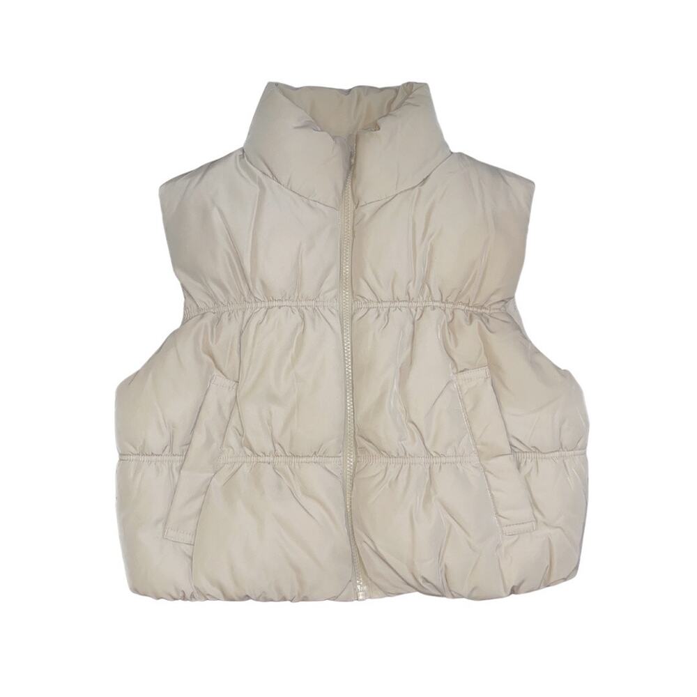 H&M Divided Cropped Puffer Sleeveless Mocked Neck Vest Small Sporty Chic Casual
